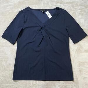 Talbots Twist V-Neck Tee NAVY Size Small Short Sleeve Stretch NWT‎